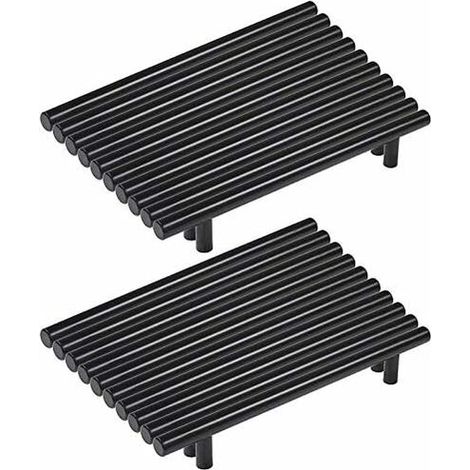 Lot de 20 poignées de meubles en acier inoxydable noir – entraxe de 160 mm – diamètre 12 mm – vis incluses