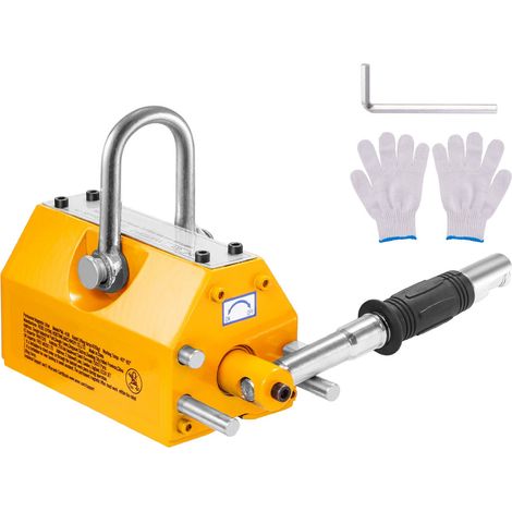 Aimant de levage permanent, capacité 400 kg, facteur de sécurité 2,5, néodyme et acier, avec système de déclenchement, pour palan, grue d'atelier, plaque et bloc. (1/5)