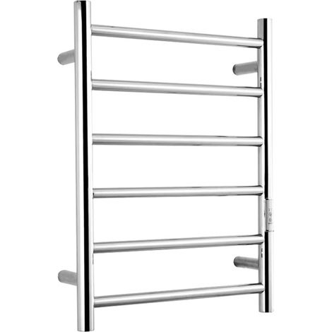 Wall-mounted electric towel warmer in 304 stainless steel with 4 square bars, towel dryer for bathroom, hardwired (plug-in) (1/5)