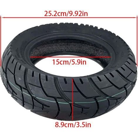 TUOVT 90/60-6 6-ply reinforced and wear-resistant tubeless tire for electric scooter, 10 inches. (1/4)