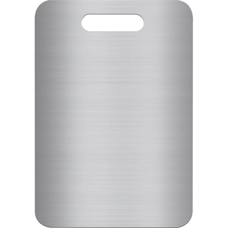 Tagliere in acciaio inox 304, bifacciale, senza BPA, ideale per carne, pane, verdura e frutta, ampia superficie di taglio (34 x 23 cm), resistente e igienico (1/4)
