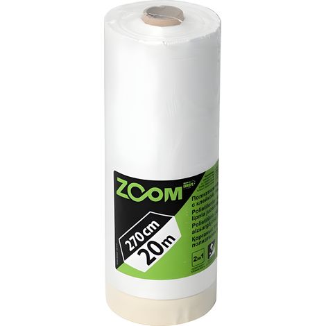 ZOOM Abdeckfolie mit Klebeband 1 Rolle Maler selbstklebend Folie - unterschiedliche Größen (20m x 270cm)