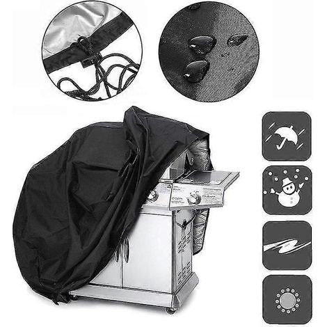 Housse de barbecue noire et imperméable, accessoire robuste pour barbecues ronds ou rectangulaires (1/5)