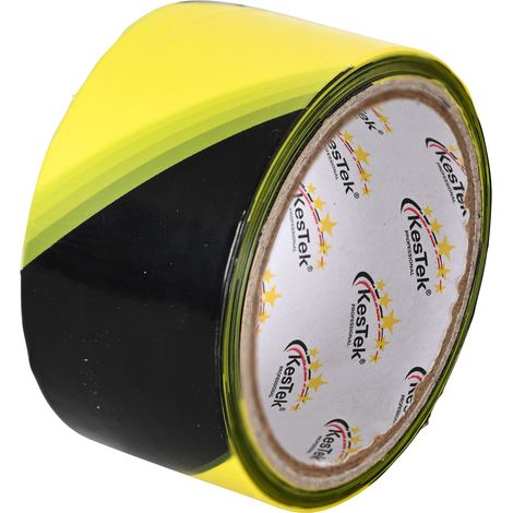 KesTek Absperrband Warnband Sicherheitsband Markierungsband 50m Gelb Schwarz 50mm (1/3)