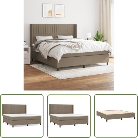 The Living Store Boxspringbett mit Matratze Taupe 160x200 cm Stoff - Boxspringbett - Doppelbett - Lattenrost - Bettrahmen - Schlafsystem (1/5)