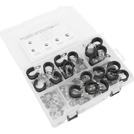 Packung mit 80 Kabelklemmen, Klemmen von 1/4 bis 3/4 Zoll, Schlauch- und Kraftstoffleitungshalterungen, Mehrzweck-Schlauchschellen (1/5)