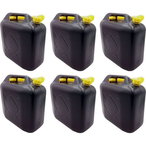 6 x gelb Benzinkanister 20L schwarz Kraftstoffkanister Reservekanister Ausgussstutzen