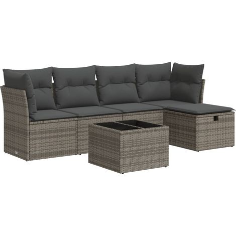 Maison Exclusive - 6-tlg. Garten-Sofagarnitur mit Kissen Grau Pol