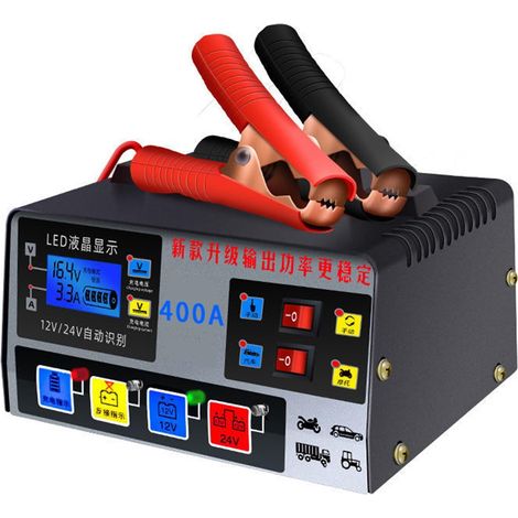 Chargeur De Batterie Automobile - 12 V / 24 V - 12 A / 9 A - Réparation Par Impulsions - Affichage Numérique LED - 220 W - Pour Voitures Et Motocyclettes (1/5)