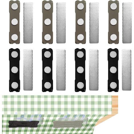 pinzas invisibles para manteles, versátiles pinzas magnéticas para manteles, sujetadores de manteles para exteriores para mesas de comedor, bancos, fiestas, restaurantes, camping (4 negras, 4 grises) (1/5)