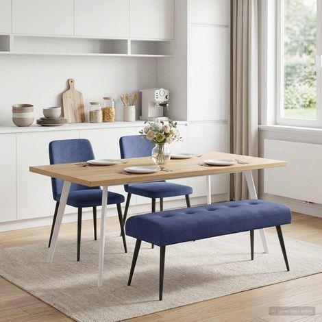 vidaXL Panchina con bottoni imbottiti Blu Polizia 110 x 40 x 46 cm