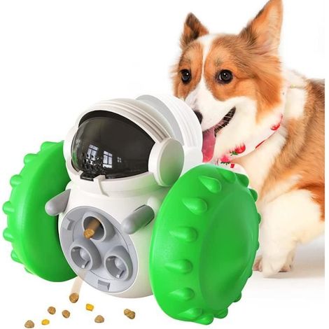 Jouet interactif - AQSACOKIYA - Distributeur de friandises - Caoutchouc - Vert - Pour petits chiens (1/4)