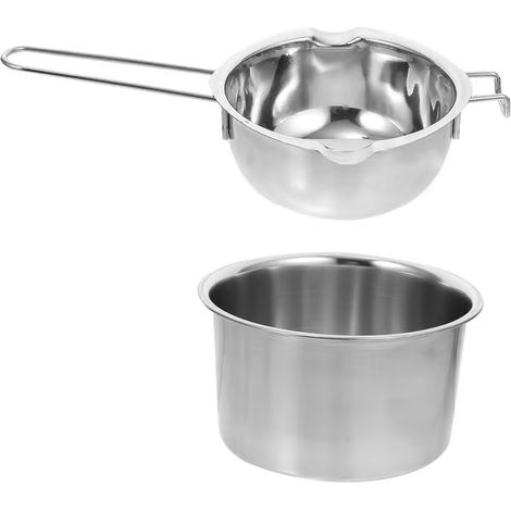 Casserole bain-marie en acier inoxydable pour faire fondre la cire de bougie, le chocolat, le beurre, le fromage et les bonbons, 400 ml, ensemble de fonte et bain-marie (1/5)