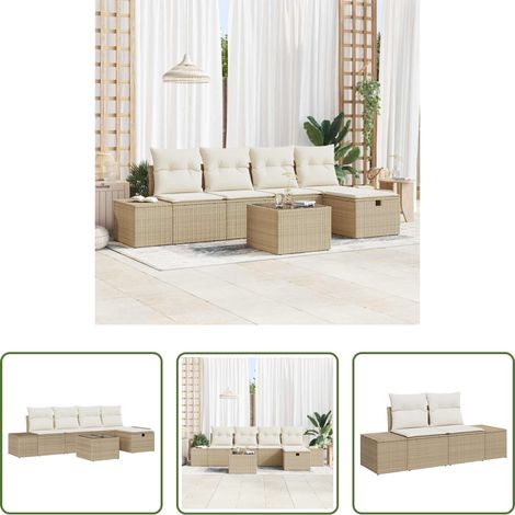 Poly-Rattan - Sofa Set mit Kissen 6 pcs Poly-Rattan (1/5)