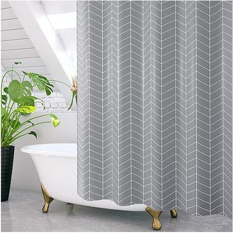 1 rideau de douche 180x200cm en polyester imperméable, confectionné à la machine (1/4)