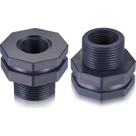 Raccord de cloison en PVC 2 pièces pour barils de pluie, aquariums, réservoirs d'eau (3/4") (1/5)