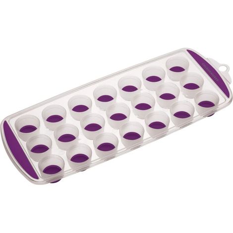 Ice cube tray with silicone base, 21 embossed ice cubes, 11.9 x 29.9 x 2.5 cm, purple - AquaForge (1/5)