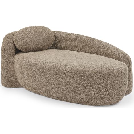 Sofá individual de teddy en marrón con diseño redondeado y cojín, 170 x 96 x 62 cm (1/5)