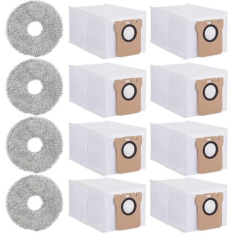 Adecuado para juego de accesorios de 12 piezas para Dreame L20 Ultra/ L10s Ultra/ L10 Ultra, piezas de repuesto: 8 bolsas para polvo, 4 almohadillas para fregona, kit de accesorios para robot aspirado (1/5)