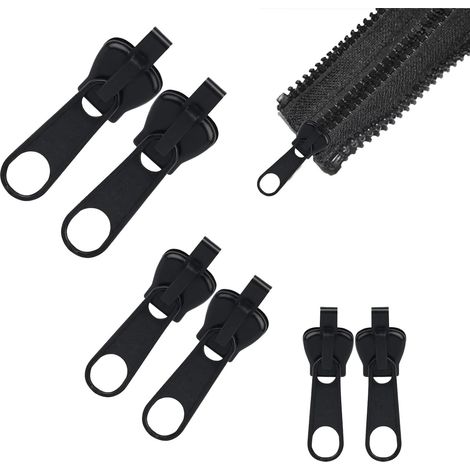YAWYO Kit de Réparation de Fermeture Éclair, 12 Pièces, 3 Tailles, Pour Bagages, Sacs à Dos, Vestes, Jeans, Valises (Noir) (1/5)
