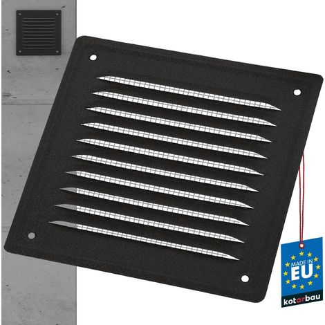 Grille de ventilation carrée - 1 unité - Acier gris graphite - Protection anti-insectes - Pour maison et industrie - 16,5x16,5 cm (1/5)