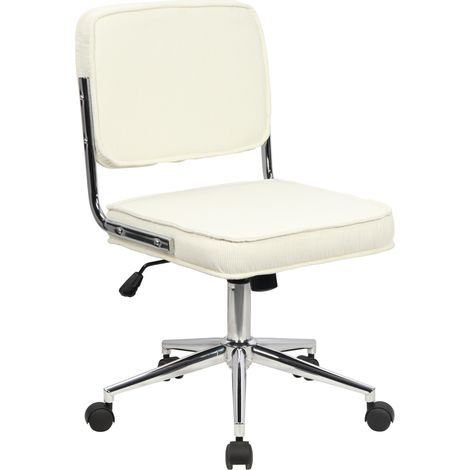 Svita – Chaise de bureau réglable en hauteur avec roulettes – Velours côtelé blanc – Dossier ergonomique – Hauteur 84-94 cm – Confort optimal (1/5)