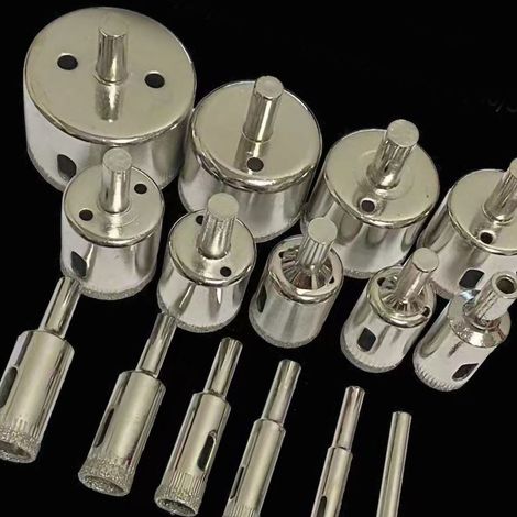 15 pièces Couronnes Diamant Revêtement Électrolytique Polyvalentes Tranchantes Kit Perçage pour Verre 6 8 10 12 14 16 18 20 22 25 26 28 30 40 50mm (1/5)