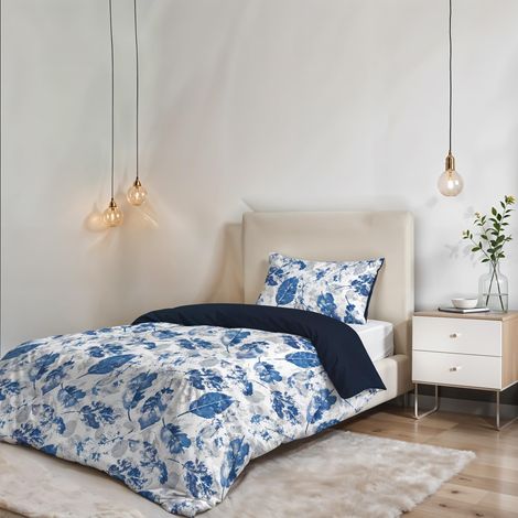 Parure de housse de couette - Ensemble housse de couette - Lit 1,5 place, Microfibre - Housse 200x200 cm + Rabat et 1 taie d'oreiller 50x80 cm - Foglie (1/5)