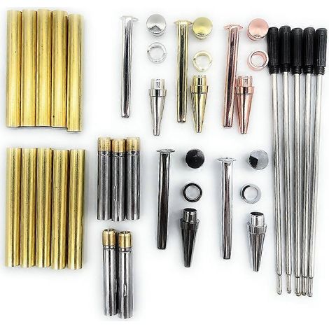 Ensemble de 5 stylos Twister en bois, finitions variées, diamètre 7 mm. (1/5)
