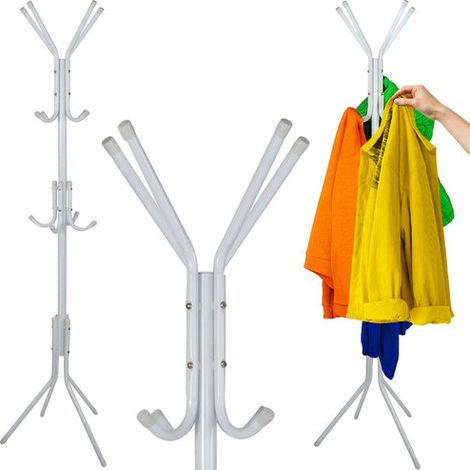 Appendiabiti da terra, metallo bianco, 170 cm, 3 livelli