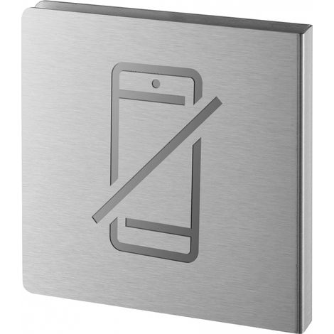 Targa Vietato l'uso del telefono cellulare in acciaio inox spazzolato, 120 x 120 mm – THIRARD (1/2)