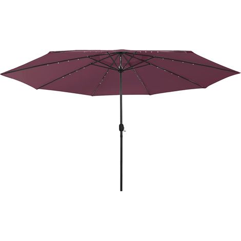 Parasol d'extérieur - Parasol de Jardin Parasol de balcon avec LED et mât en métal 400 cm Bordeaux BV544318 - BonneVie (1/5)