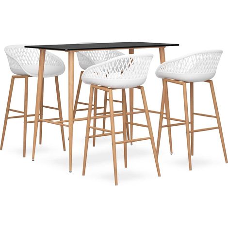 vidaXL Ensemble de bar 5 pcs Noir et blanc (1/5)