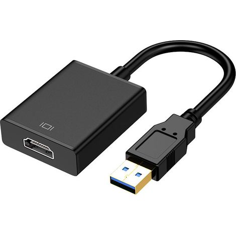 Câble adaptateur USB 3.0 vers VGA - Convertisseur vidéo noir avec pilote inclus pour connexion écran VGA depuis port USB 3.0 (1/5)
