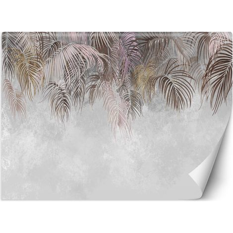 Fototapete Hängende Palmen Blätter Braun Beige Rosa 350x245 cm