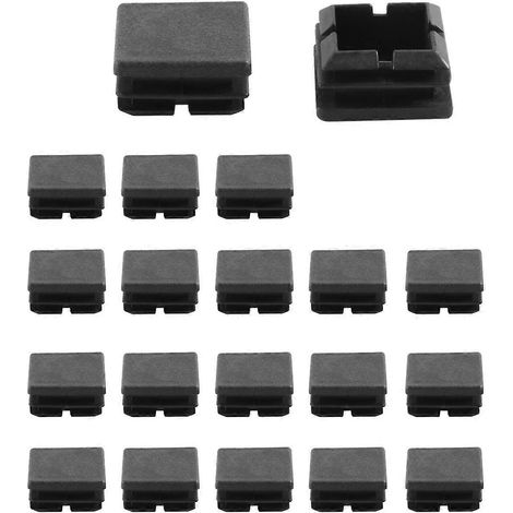 Embouts de pieds de table et de chaise carrés, tubes tubulaires, 25 x 25 mm, 20 pièces, noirs (1/5)