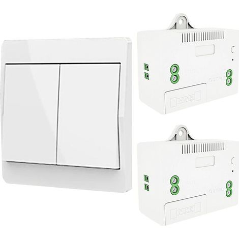 ZVD Interrupteur d'éclairage auto-générant sans fil, interrupteur à radiofréquence et récepteur de relais, contrôleur avec fusible, interrupteur cinétique sans batterie (Kit 1 voie 2 clés) (1/4)