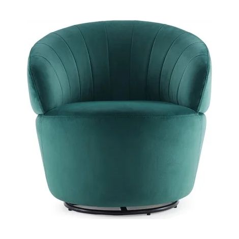 Fauteuil rond pivotant 360° en velours vert foncé moderne - COROLLA (1/5)