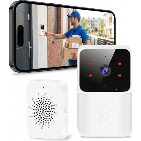 1+1 Video Doorbell Kit, 1080P Camera, IP65 Waterproof, Two-Way Intercom, For Home (1/5)