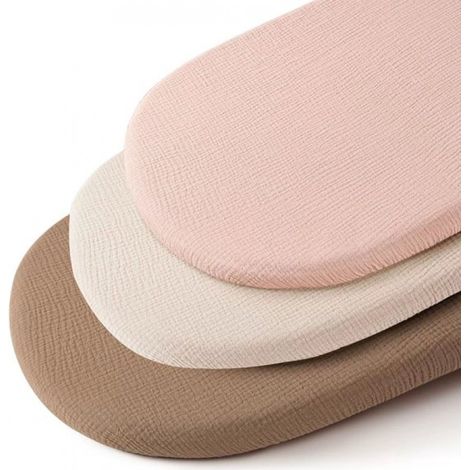 Ensemble de draps-housses universel pour berceau - 3 pièces - Mousseline de coton - Drap-housse pour poussette et berceau cododo - 80 x 40 cm - Élastique - Drap-housse en mousseline pour berceau - Dra (1/5)