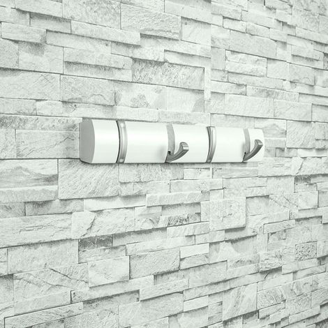 CIME Patère murale rabattable 4 crochets zamak chromé pin blanc 370 mm (1/5)