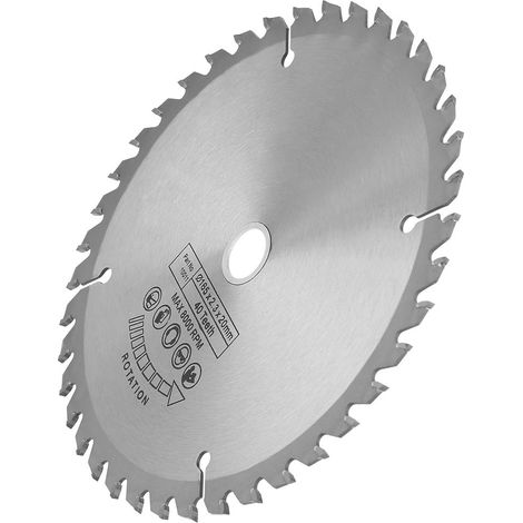 Disque de coupe diamanté circulaire 165 mm x 20 mm, 40 dents, pour le travail du bois (1/5)
