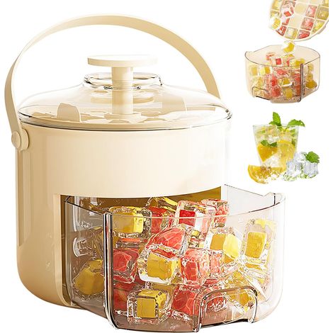 Bac à glaçons avec couvercle, bac à glaçons réutilisable de 40 cubes, bacs à glaçons faciles à empiler, ensembles de seaux à glace pour congélateurs, anti-déversement pour boissons, café et cocktails. (1/5)