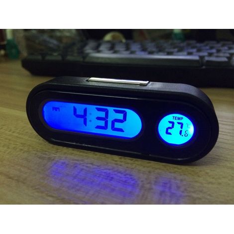 Horloge de tableau de bord de voiture, horloge électronique lumineuse avec affichage de la température pour tableau de bord automobile (1/5)