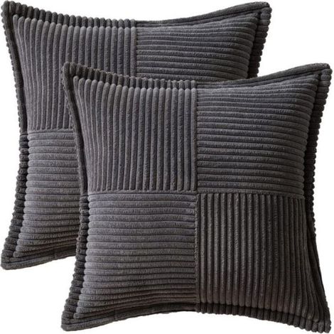 Taie D Oreiller - 40 x 40 Cm - Velours Côtelé Microfibre - Pour Canapé Lit Fauteuil - Lot De 2 (1/4)