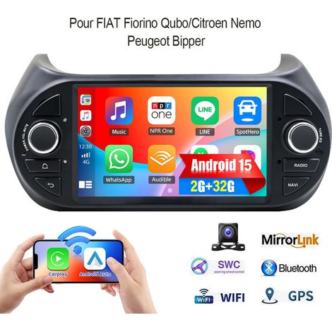 Autoradio Android 15 Carplay pour Fiat Qubo/Fiorino Citroën Nemo Peugeot Bipper - 2+32G CAM (1/5)