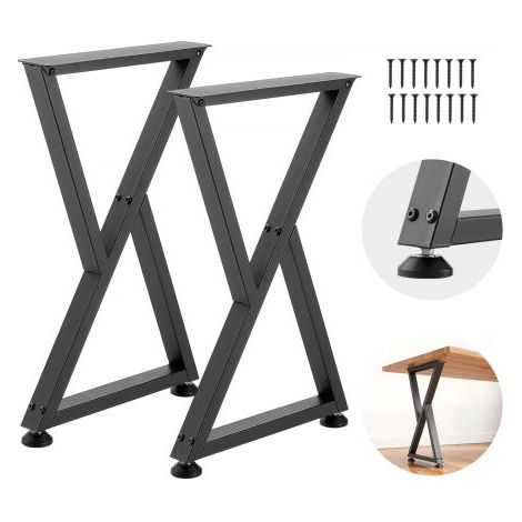Lot de 2 Pieds de Table en Forme de Z 740x472 mm Pieds de Bureau en Acier au Carbone, Charge Max 1000 kg Noir (1/3)