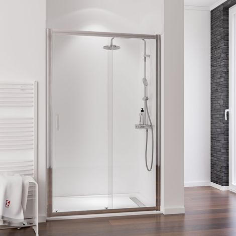 Schulte – Porte de douche coulissante 160 x 200 cm – Verre de sécurité 6 mm anticalcaire – Profilé chromé – Ouverture réversible
