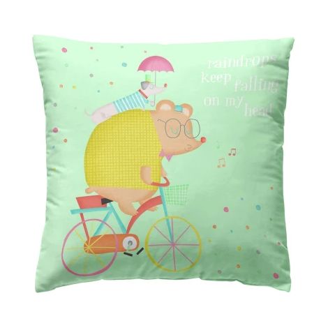 Funda de cojín algodón verde 40x40cm