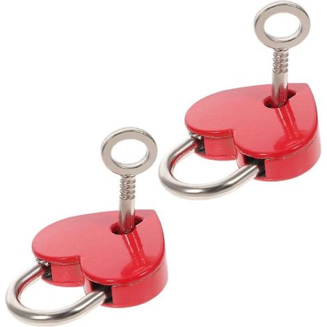 Herzförmiges Vorhängeschloss mit Schlüssel, 2er-Set, rot, ideal für (1/5)